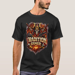 Tradition Gamer: Epic Samurai Skull Warrior & Tact T-Shirt