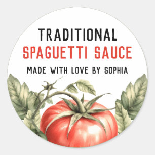 Tradition spaguetti sauce preserve watercolour classic round sticker