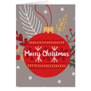 Traditiona Merry Christmas/ Red Ornament Cards