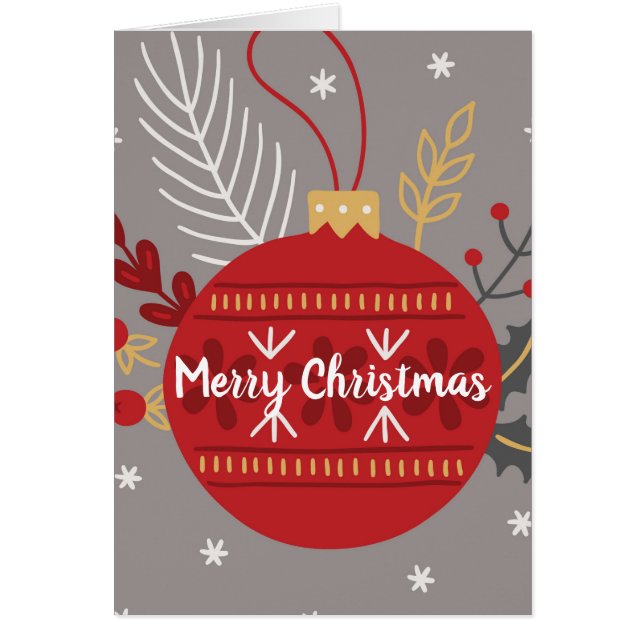 Traditiona Merry Christmas/ Red Ornament Cards (Front)