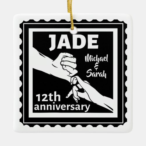 Traditional 12th wedding anniversary Jade Ceramic Ornament