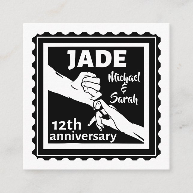 Traditional 12th wedding anniversary Jade Enclosure Card (Front)