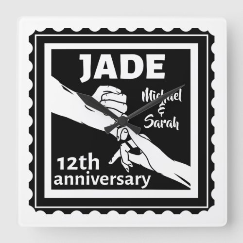 Traditional 12th wedding anniversary Jade Square Wall Clock