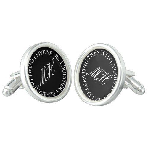 Traditional 25th silver wedding anniversary gift cufflinks