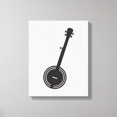 Traditional 5 String Banjo Silhouette Canvas Print