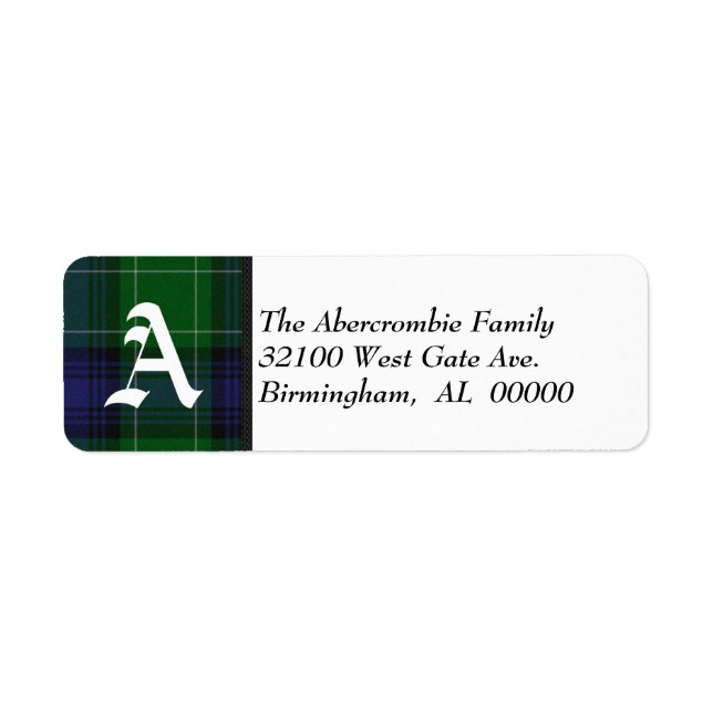 Traditional Abercrombie Tartan Plaid Monogram Label (Front)