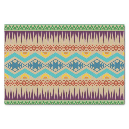 Traditional Abstract Aztec Geometric Pattern Brown Tissue Paper
