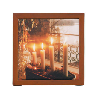 Traditional Advent Wreath with Candles Desk Organizer