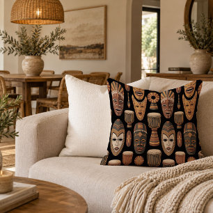 Traditional African Art Accent Throw Pillow Decor