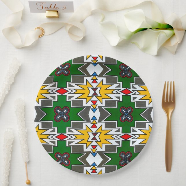 Traditional African Art Ndebele Africa Culture Paper Plates (Wedding)