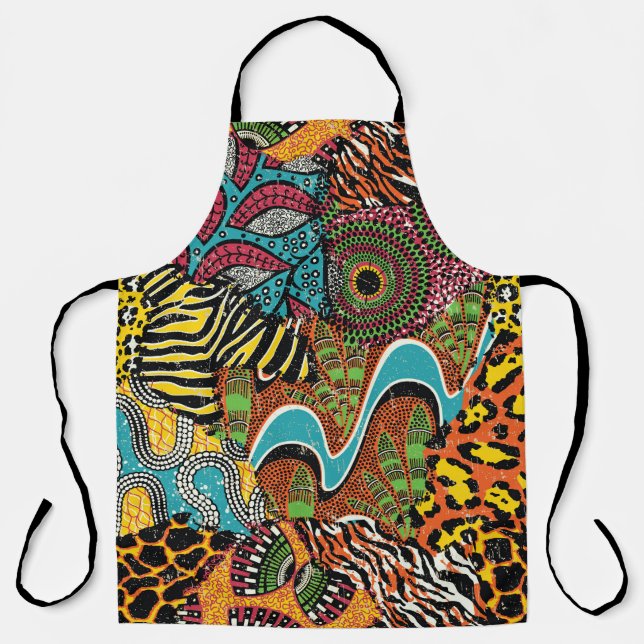 Traditional african fabric and wild animal skins p apron (Front)