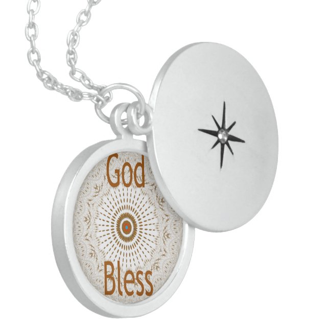 Traditional African Motif Design Art Print Locket Necklace (Front Left)