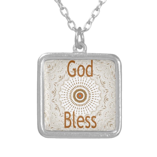 Traditional African Motif Design Art Print Silver Plated Necklace (Front)