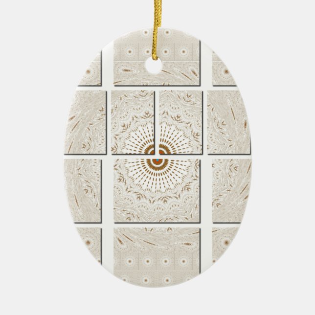 Traditional African Motif Mosaic Art Print. Ceramic Ornament (Front)