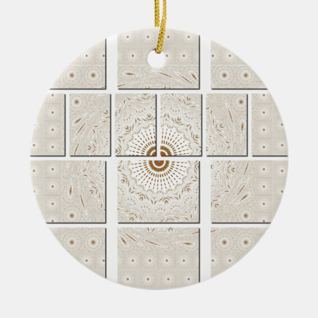 Traditional African Motif Mosaic Art Print. Ceramic Ornament (Front)