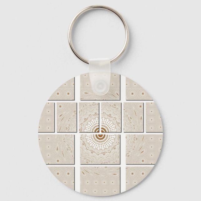 Traditional African Motif Mosaic Art Print. Keychain (Front)