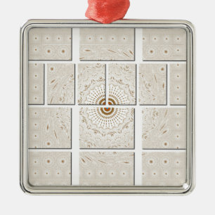 Traditional African Motif Mosaic Art Print. Metal Ornament