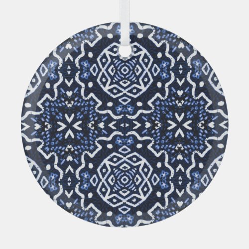Traditional African pattern tilework design Glass Ornament