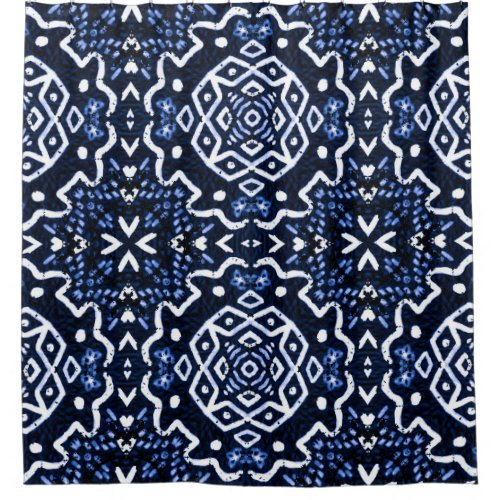 Traditional African pattern tilework design Shower Curtain