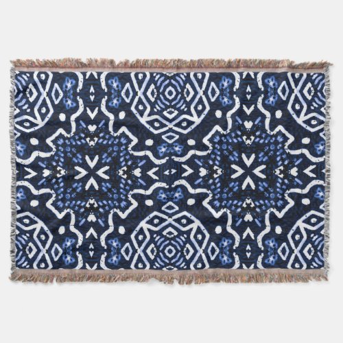 Traditional African pattern tilework design Throw Blanket