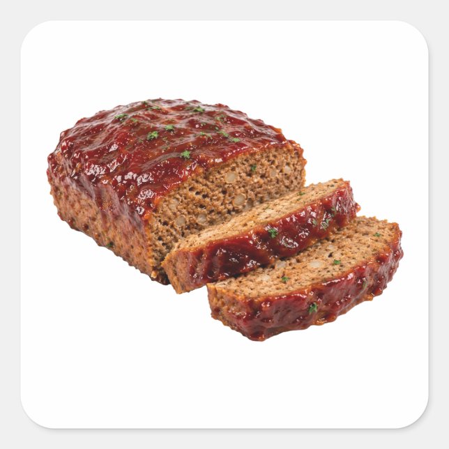 Traditional American Meatloaf Slice Square Sticker (Front)