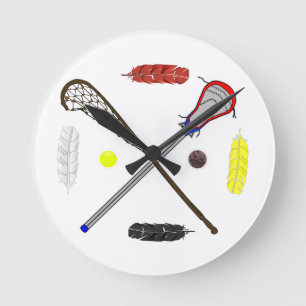 Traditional and Modern Lacrosse sticks Round Clock
