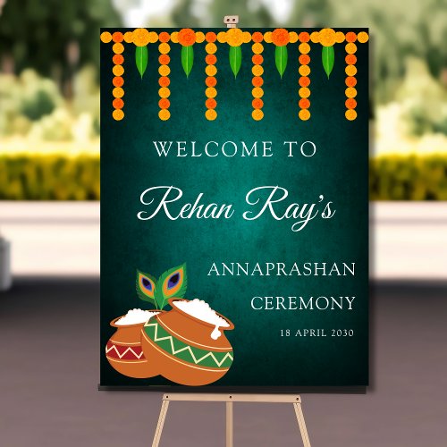 Traditional Annaprashan welcome sign