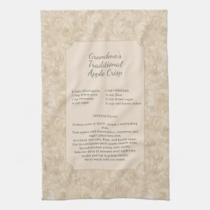 Traditional Apple Crisp Vintage Damask Recipe Kitchen Towel