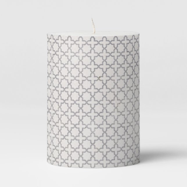 Traditional Arabesque Tile Artwork Pillar Candle (Front)