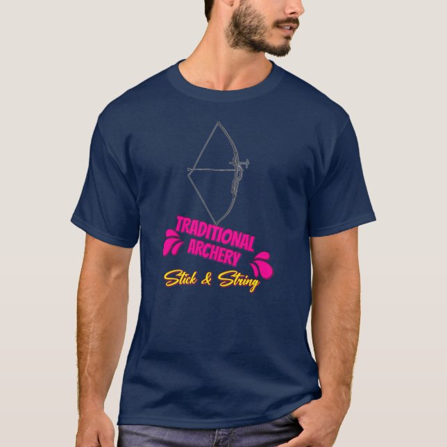 Traditional Archery Stick & String Funny Humor T-Shirt (Front)