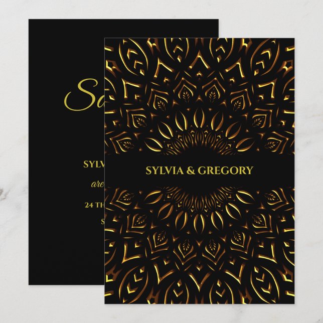 Traditional Art Deco ethnic elegant luxury wedding Save The Date (Front/Back)