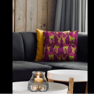 Traditional Art Deer Throw Pillow