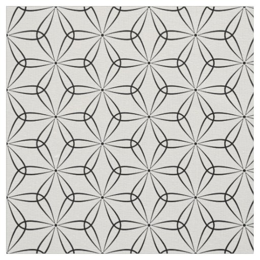 Traditional Asanoha Style 02 - Black on White Fabric