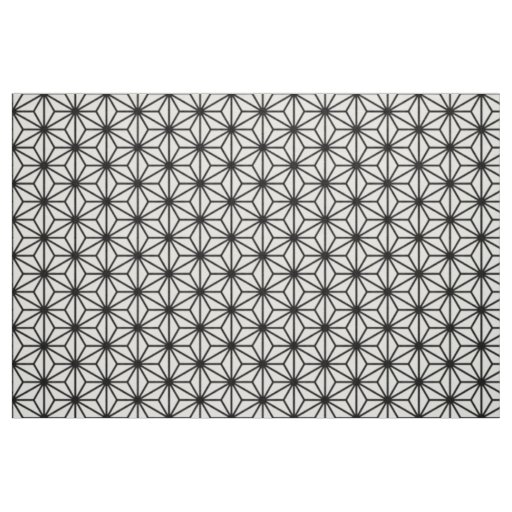 Traditional Asanoha Style - Black on White Fabric