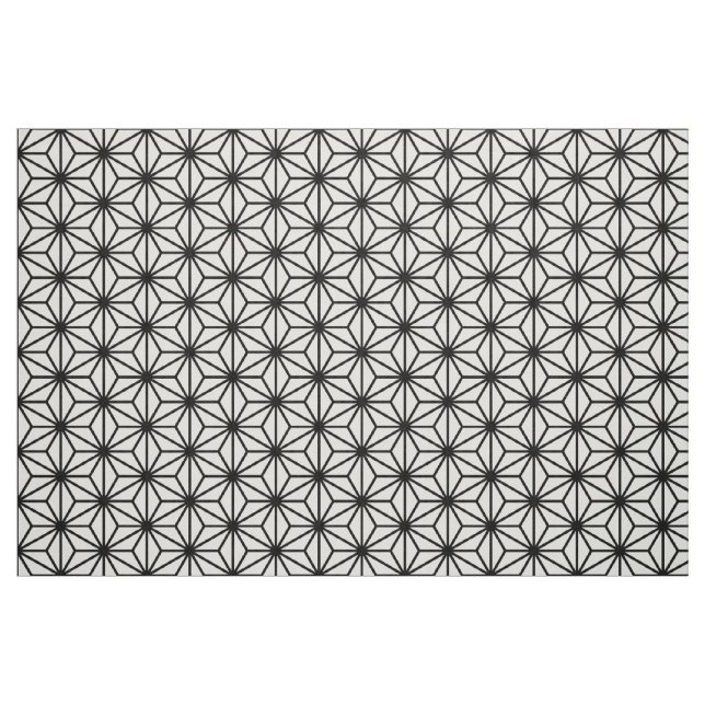 Traditional Asanoha Style - Black on White Fabric (Fat Quarter)