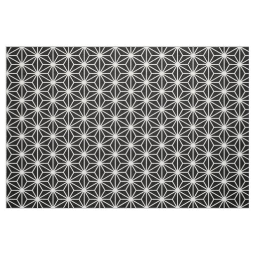 Traditional Asanoha Style - White on Black Fabric
