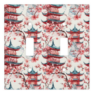 Traditional Asian Architecture with Botanicals Light Switch Cover