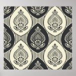 Traditional Asian damask, seamless pattern Poster