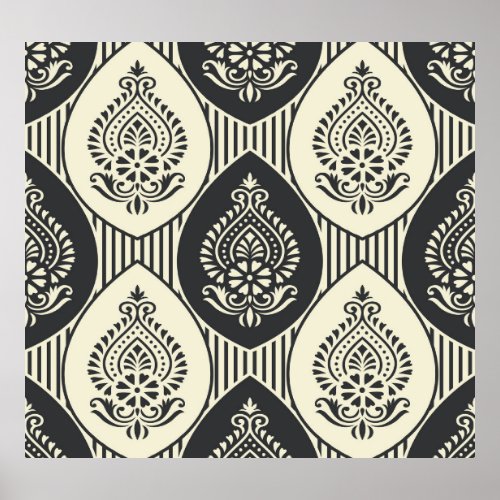 Traditional Asian damask seamless pattern Poster