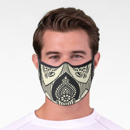 Traditional Asian damask seamless pattern Premium Face Mask