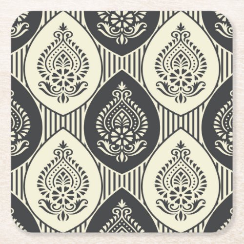 Traditional Asian damask seamless pattern Square Paper Coaster