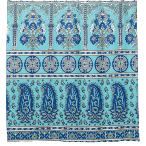 Traditional Asian paisley border design Shower Curtain