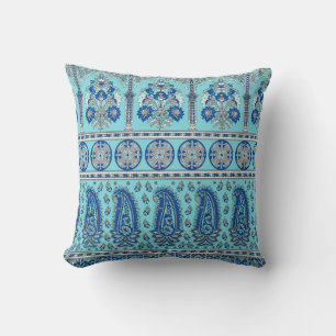 Traditional Asian paisley border design Throw Pillow