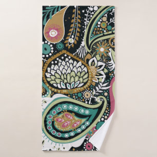 Traditional Asian Paisley pattern in modern design Bath Towel