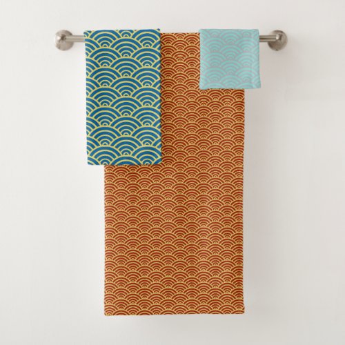 Traditional Asian pattern Choose color Bathroom TS Bath Towel Set