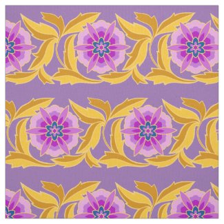 Traditional Asian Pattern Six Flower Petal Motif Fabric