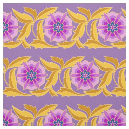 Traditional Asian Pattern Six Flower Petal Motif Fabric