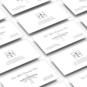 Traditional Attorney At Law Scale Watermark Business Card by artOnWear at Zazzle