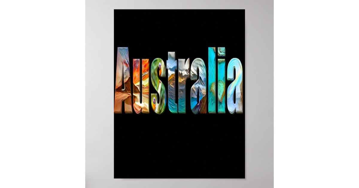 Traditional Australia colorful text Poster | Zazzle
