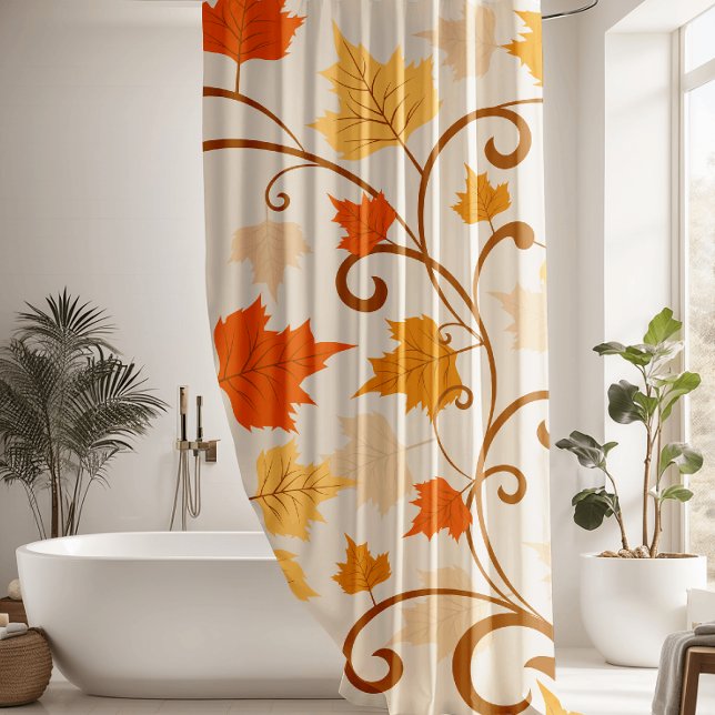 Traditional Autumn Falling Leaves Shower Curtain (Creator Uploaded)